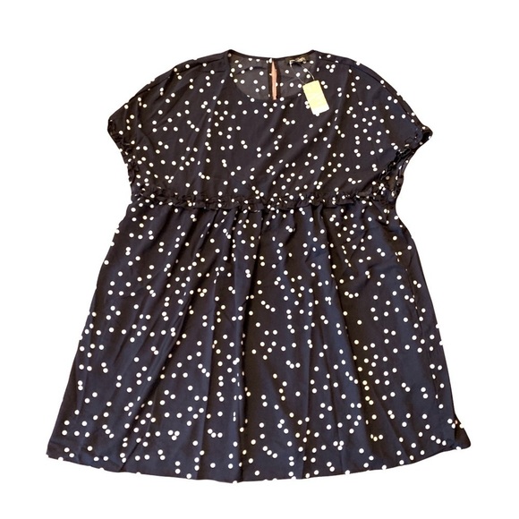 NEW Suzanne Betro Polka Dot Ruffle Trim Midi Length Baby Doll Dress Size 2X - Picture 2 of 9